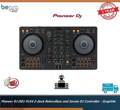 Pioneer DJ DDJ-FLX4 2-deck Rekordbox and Serato DJ Controller Graphite