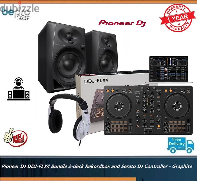 Pioneer DJ DDJ-FLX4 Bundle 2-deck Rekordbox and Serato DJ Controller 0