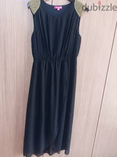 New Dress long mouslin size 38 Black & gold