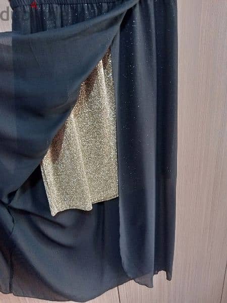 New Dress long mouslin size 38 Black & gold 1