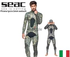 Seac pirana 1mm wetsuit for spearfishing diving scuba snorkle 0