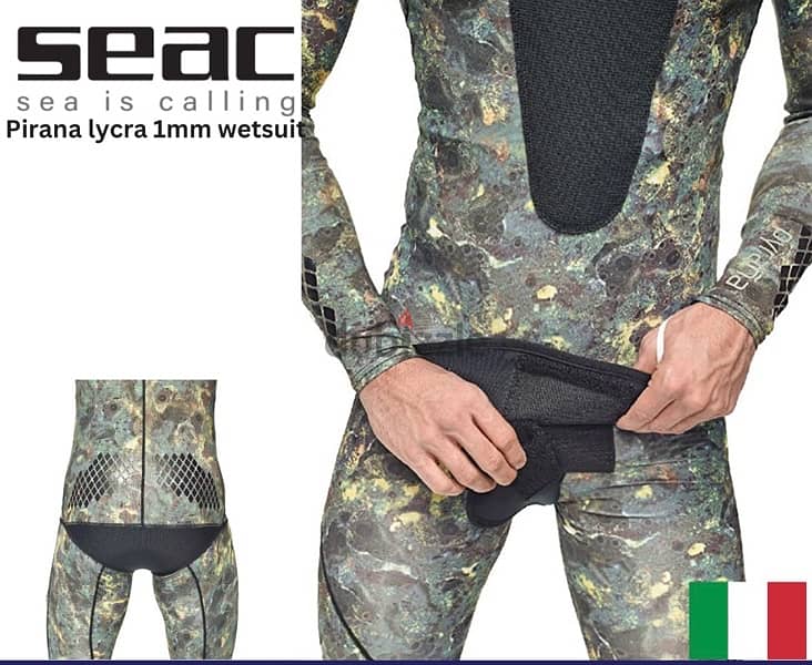 Seac pirana 1mm wetsuit for spearfishing diving scuba snorkle 1