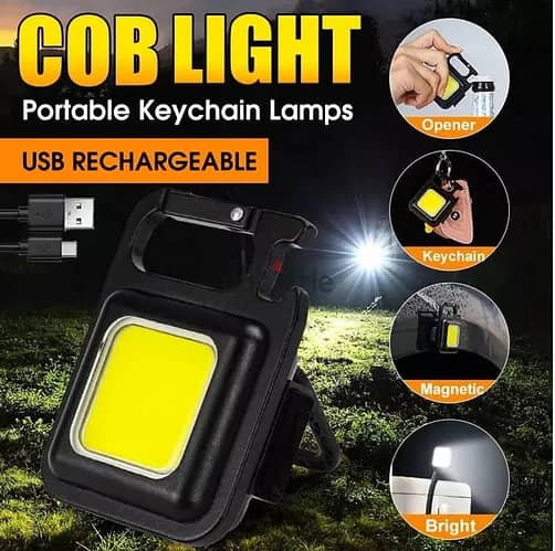 High Quality Portable COB Rechargeable Keychain Light Work Lamp Torch 1