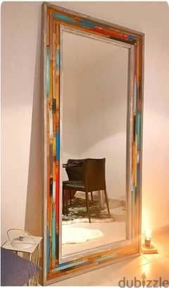 colored blocks framed mirror 0