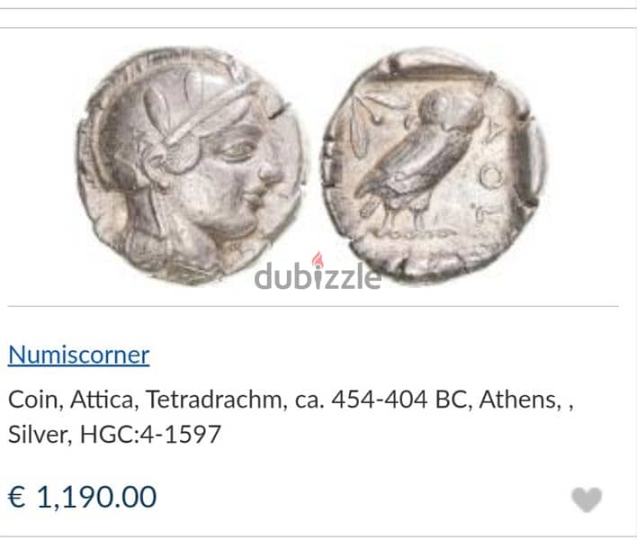 Ancient Greek Attica Athena Silver Tetradracham Coin year 454_404 BC 2