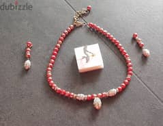 Red and gold Necklace Set 0