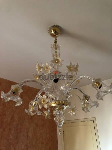 ثرية مورانو ايطالي ورق كرستال من الروائع مميزة ممضية chandelier murano 1
