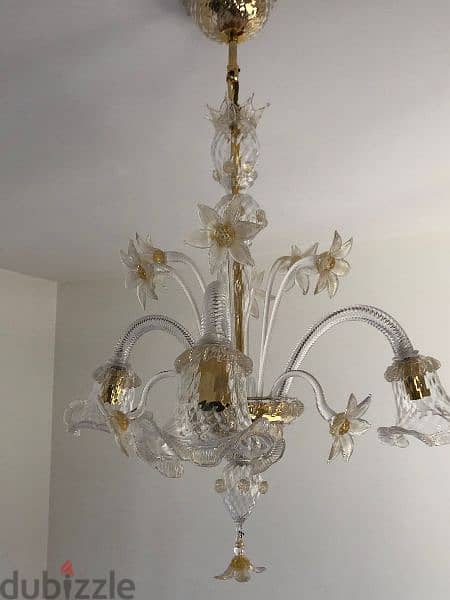 من اجمل ثرية مورانو ايطالي ورق  شغل رائع مميزة ممضية chandelier murano 2