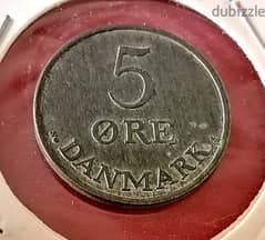 1953 Danmark 5 Ore Frederick IX Zinc coin
