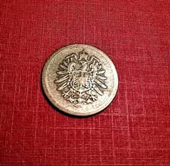 1889 Germany 1 Pfennig Wilhelm II copper coin KM# 1