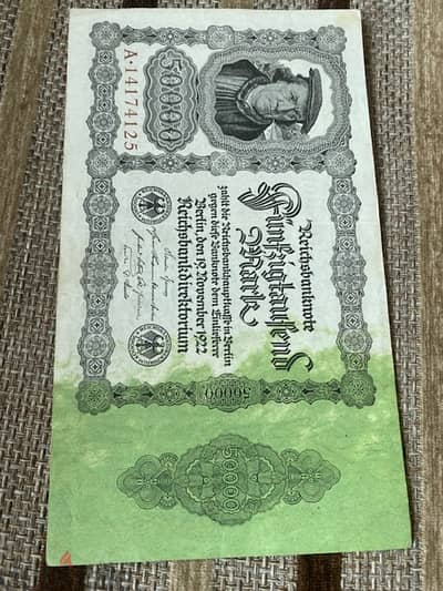 عملة عملات قديمة الماني ٥٠ الف مارك سنة ١٩٢٢ حجم كبير banknote