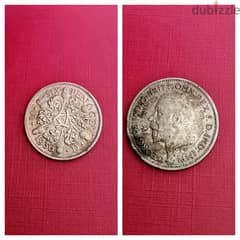 1936 England Silver six Pence KGV