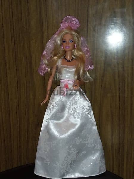 WEDDING BRIDE Barbie Mattel great doll 2010 in bridal dress +shoes=17$ 6