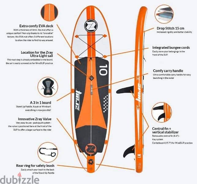 Inflatable windsurf board (sail included)+ SUP + kayak (3 in 1) 7