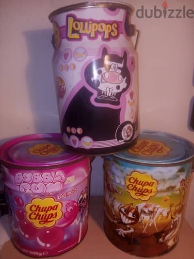 Chupa chups lollipops vintage tin containers