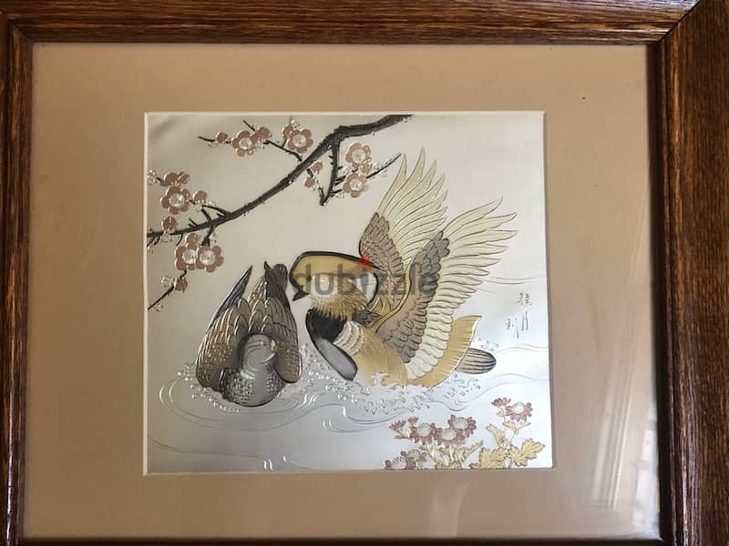 Vintage signed CHOKIN ancient Japanese art painting شوكين ياباني لوحة 4