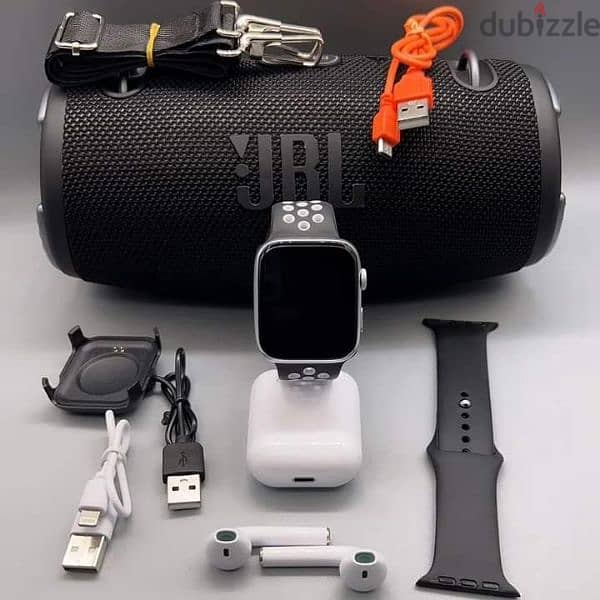 special offer  3 in1 jbl speakers  with smart watch and airpods 4