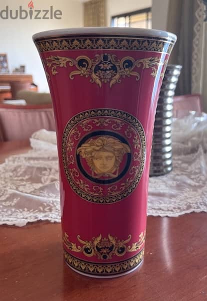 Versace Medusa Red 10 1/4 inch Visit Vase, Porcelain 0