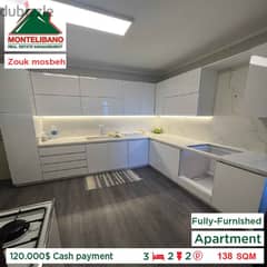120.000$ Cash payment!! Apartment for sale in Zouk mosbeh!!