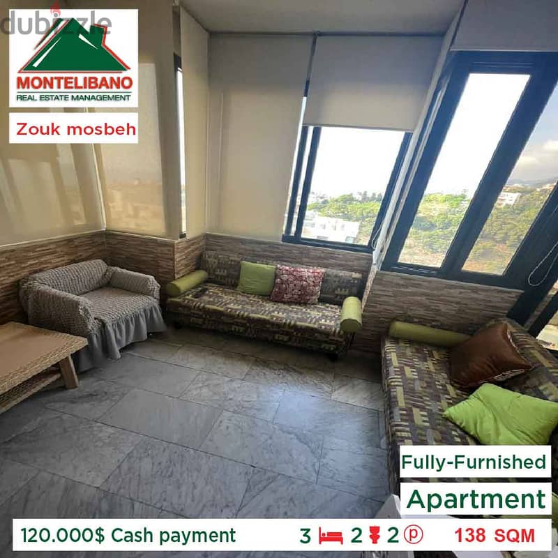 120.000$ Cash payment!! Apartment for sale in Zouk mosbeh!! 1