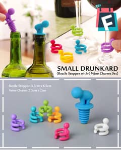 Small Drunkard Bottle Stopper 7 Piece Set