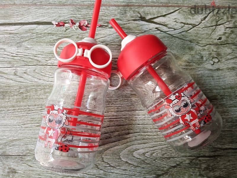 cute kids milk and juice glass jug with straw 2