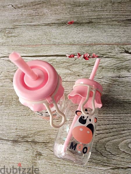 cute kids milk and juice glass jug with straw 3