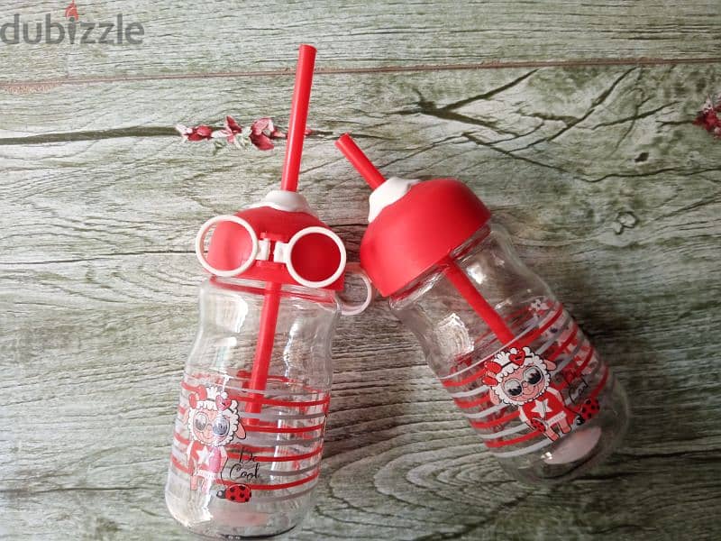 cute kids milk and juice glass jug with straw 4