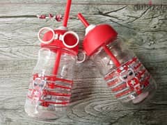 leak proof glass bottles+straws