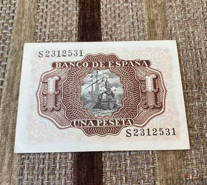 عملة عملات قديمة ١ بيزيتا اسباني سنة ١٩٥٣ banknote 1