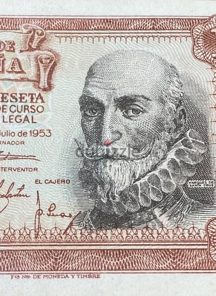 عملة عملات قديمة ١ بيزيتا اسباني ١٩٥٣ banknote 0