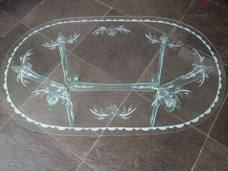Hand graved glass table special price 60$ 4