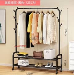 Rolling Clothes Rack, Metal Clothes Hanging Garment Rack, (125cm 2 lay 0