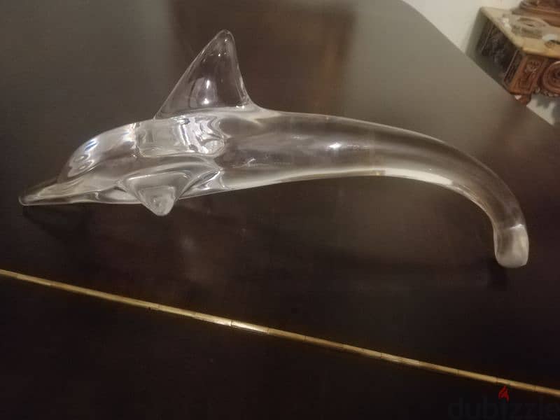 dolphin crystal daum france hand made signe 1