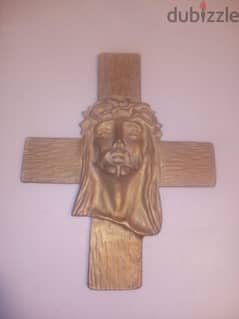 vintage heavy bronze crucifix carved jesus head 17*21cm