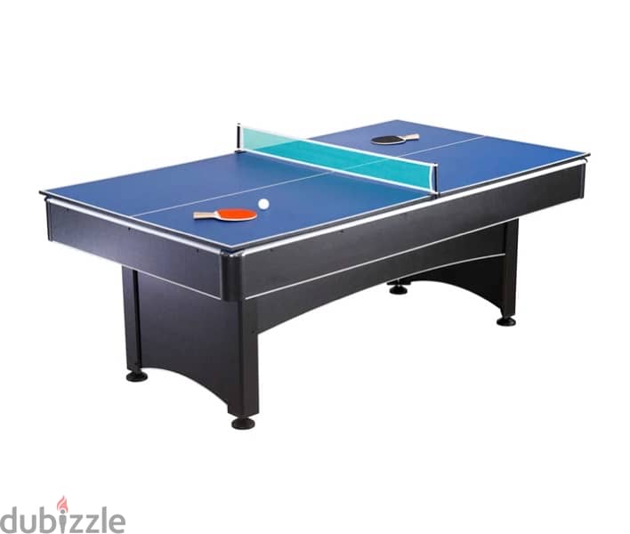 Maverick 7-ft Pool Table with Table Tennis Top - Black with Red Felt 1