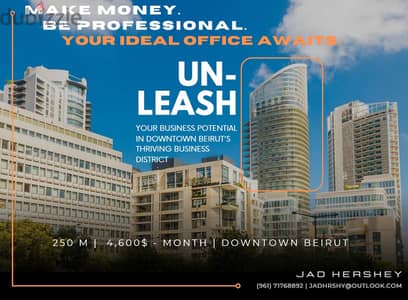 JH23-1923 250m office for rent in Downtown Beirut , $ 4600 cash