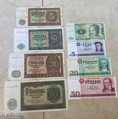 عملة مجموعة من ٨ عملات المانيا الشرقية سنة ١٩٤٨-١٩٧٥ banknotes 0