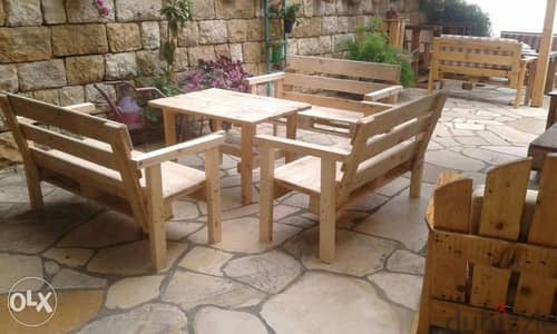 handmade one table120x70, 3 benches 120x50