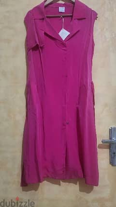 ARZU CAPROL Turkish designer cupro silk shirt dress large فستان حرير 0