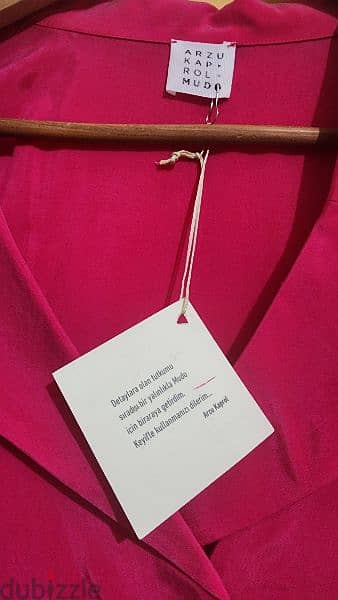 ARZU CAPROL Turkish designer cupro silk shirt dress large فستان حرير 6