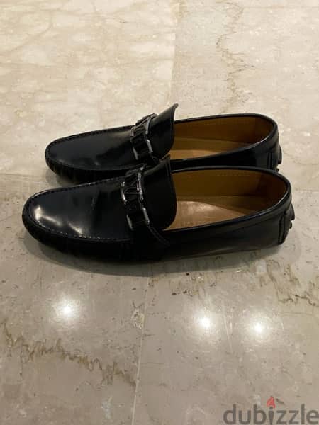 Louis Vuitton Black Patent Leather Logo Slip On Loafers Size 41