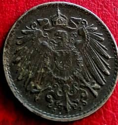 1921 Germany 5 Pfennig Wilhelm II Type 2 Iron coin 0