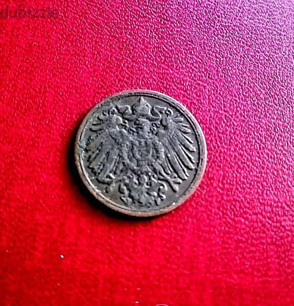 1912 Germany 1 Pfennig Wilhelm II copper coin 1