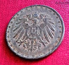 1916 Germany 10 Pfennig Wilhelm II zinc clad iron coin 0