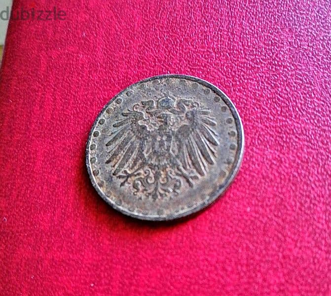 1916 Germany 10 Pfennig Wilhelm II zinc clad iron coin 2