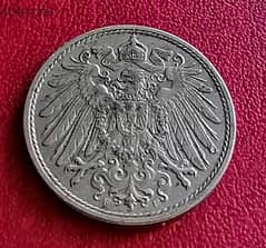 1914 Germany 10 Pfennig Wilhelm II Type 2 Copper-Nickel coin 0