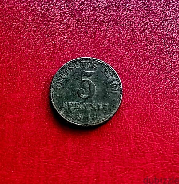 1917 Germany 5 Pfennig Wilhelm II iron coin. KM# 19 1