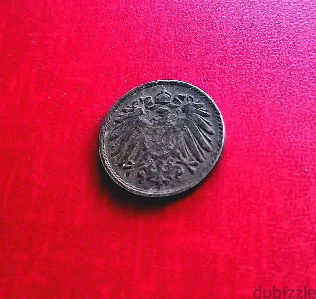 1917 Germany 5 Pfennig Wilhelm II iron coin. KM# 19 2