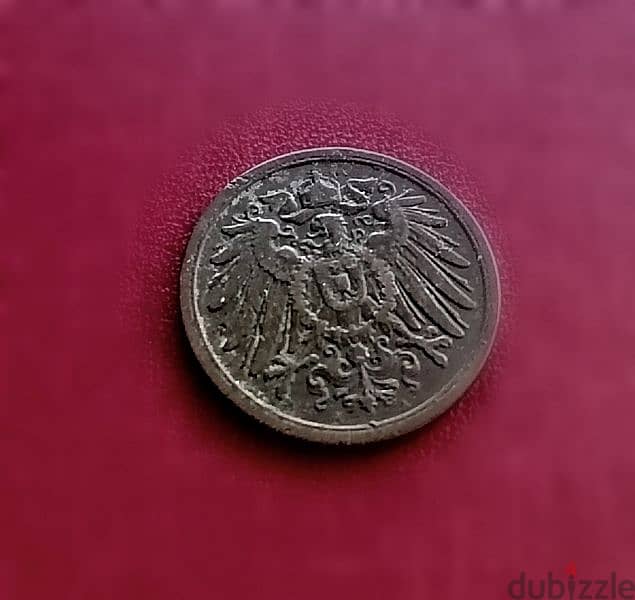1907 Germany 2 Pfennig Wilhelm II Type 2 copper coin 2